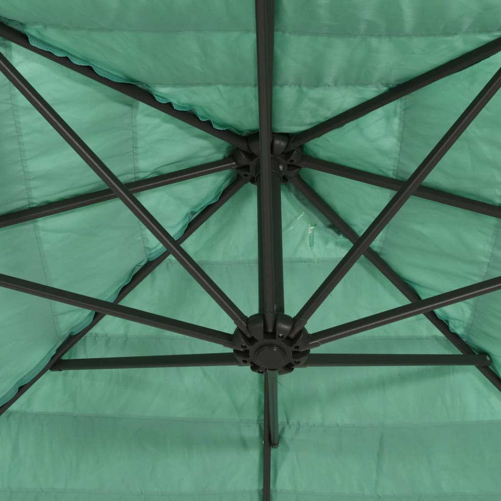 Vrtni suncobran s drvenim stupom zeleni 388x388x248 cm