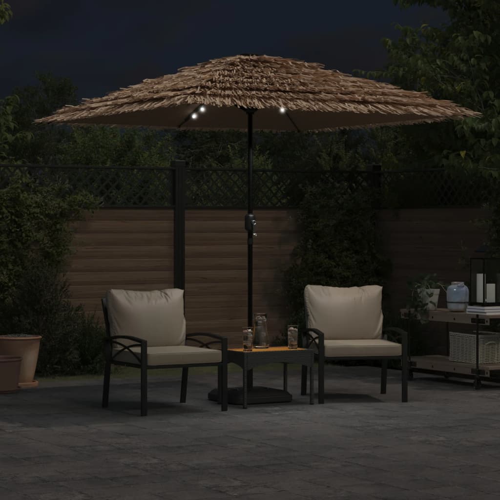 Vrtni suncobran LED s čeličnom šipkom smeđi 248x248x248 cm