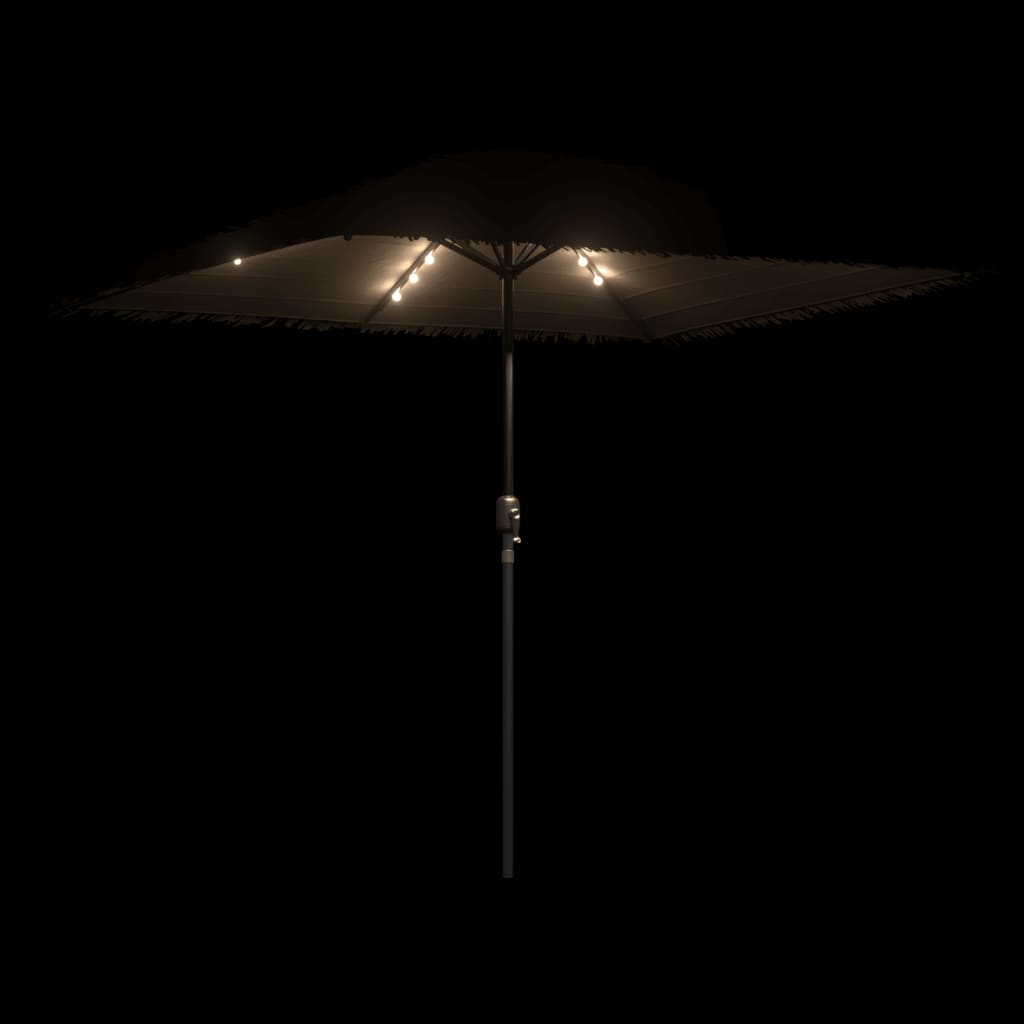 Vrtni suncobran LED s čeličnom šipkom smeđi 248x248x248 cm