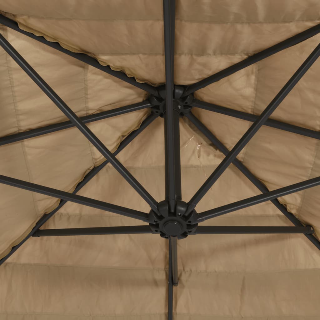 Vrtni suncobran LED s čeličnom šipkom smeđi 268x268x226 cm