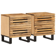 Noćni ormarići 2 kom 40x34x46 cm od masivnog grubog drva manga