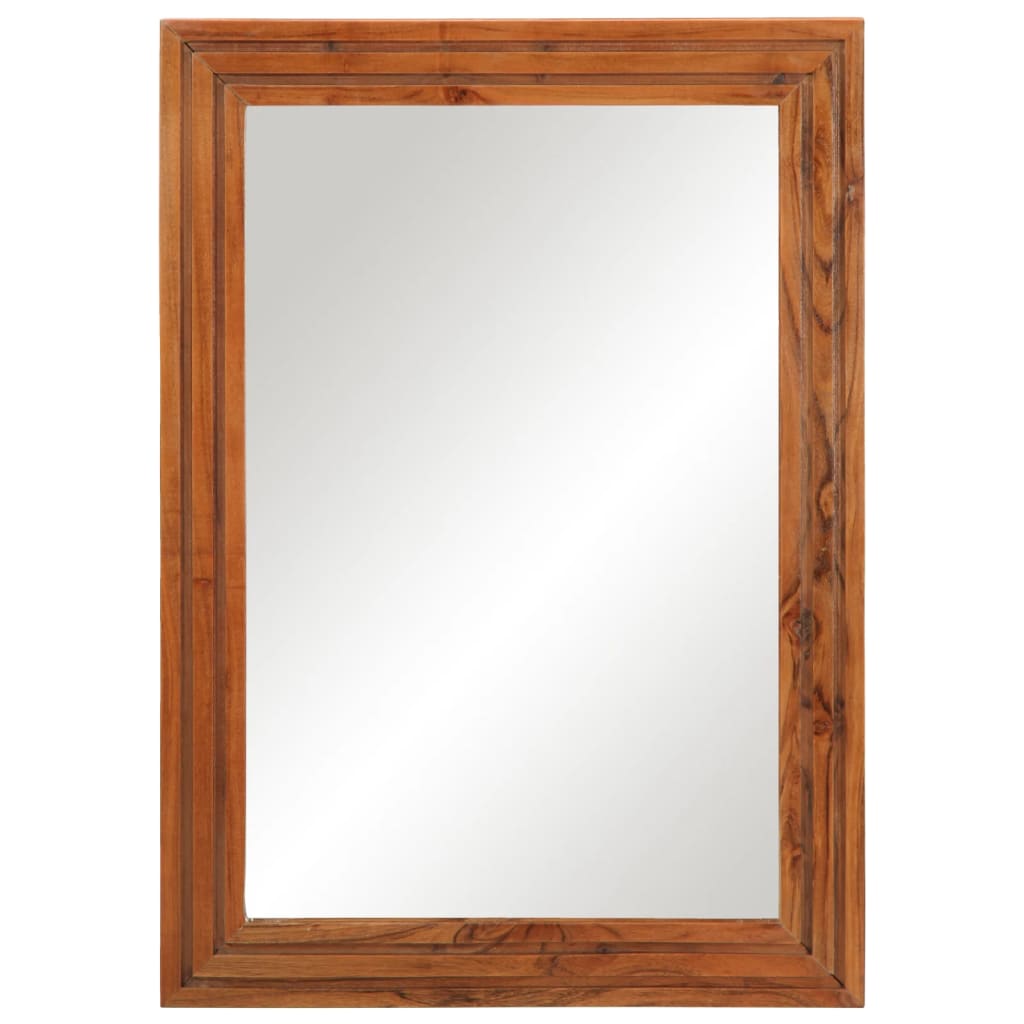 Kupaonsko ogledalo 50 x 70 cm masivno drvo bagrema i staklo