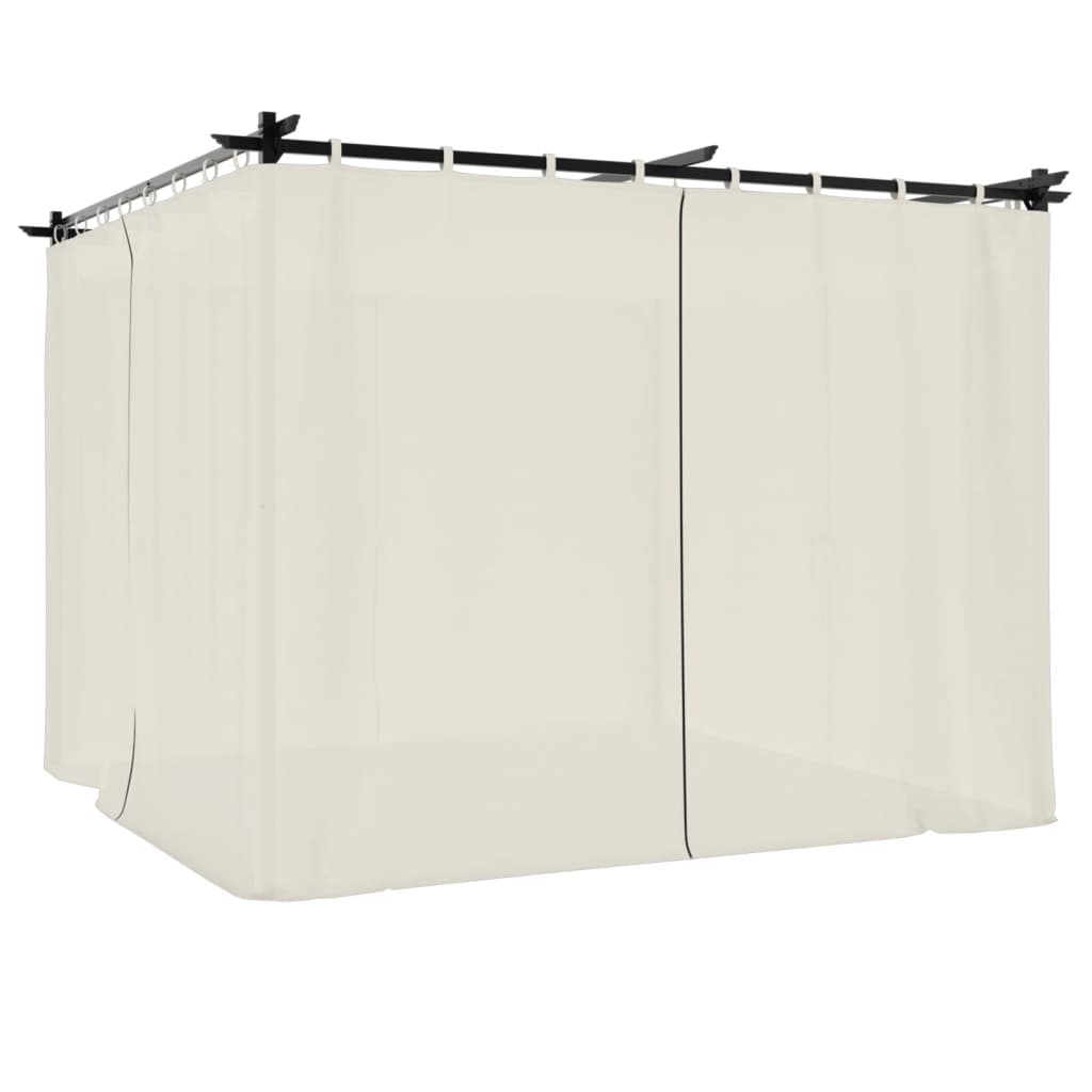 Sjenica sa zavjesama 3 x 3 m krem čelična