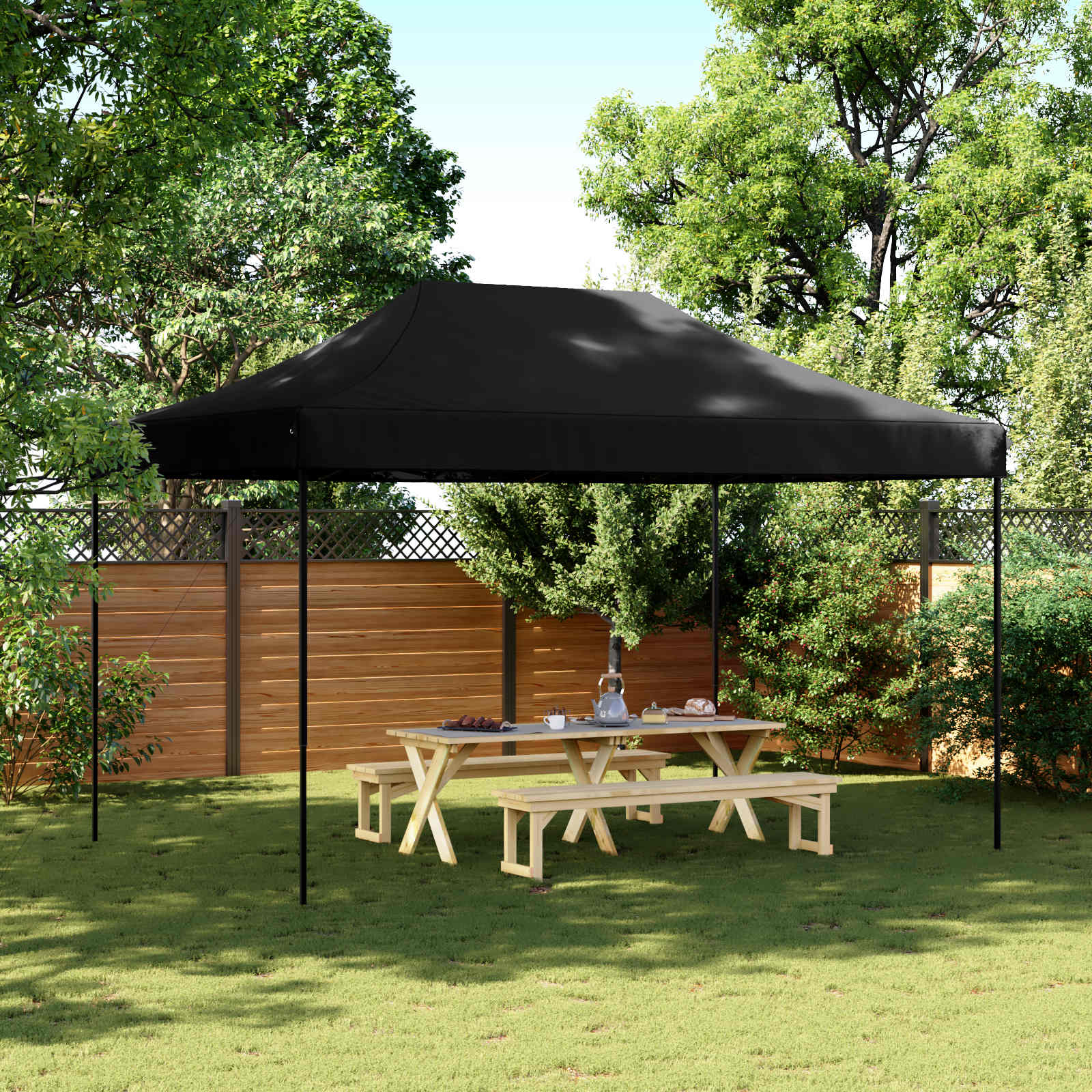 Sklopivi prigodni šator za zabave crni 440x292x315 cm