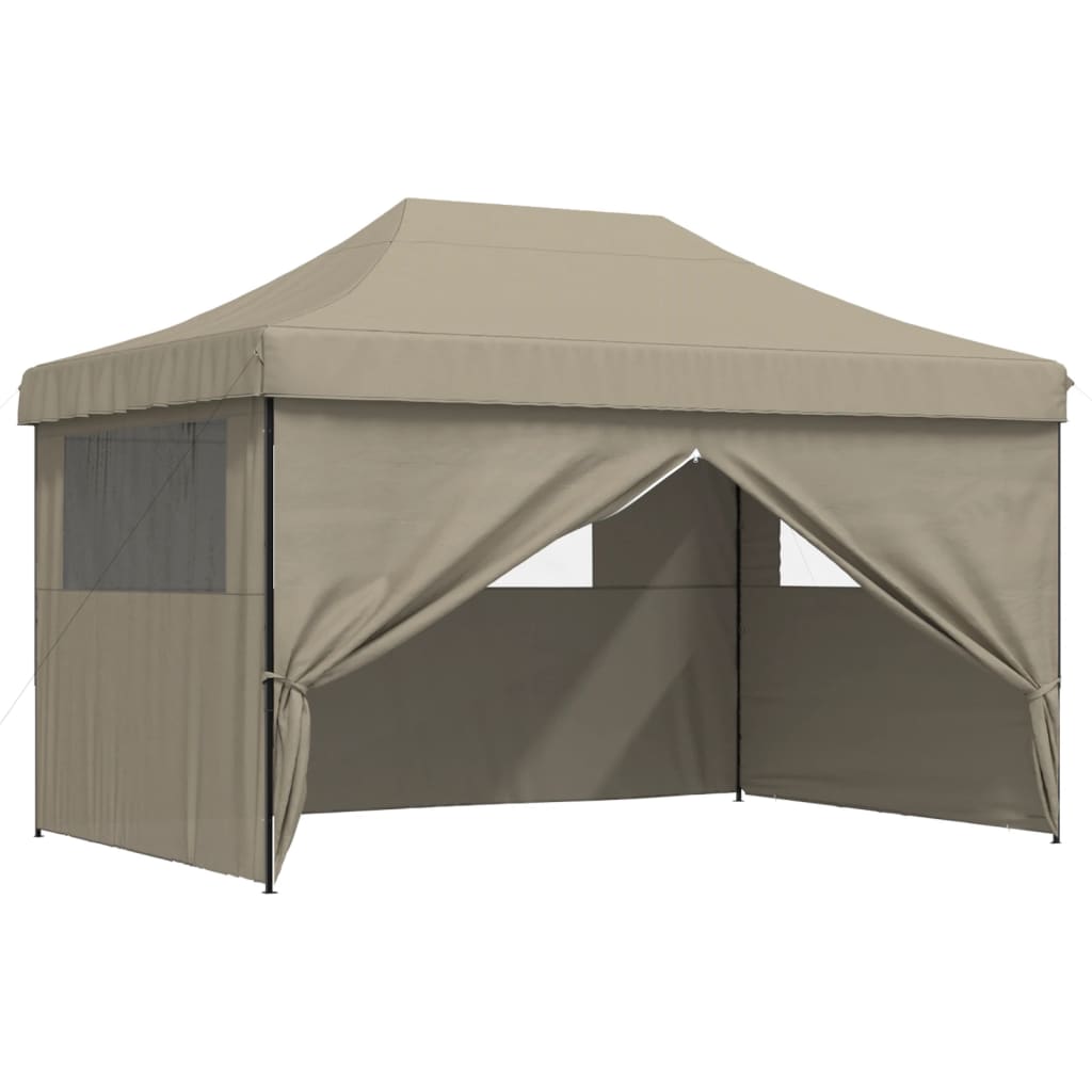 Sklopivi prigodni šator za zabave s 4 bočna zida smeđesivi