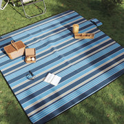 Deka za piknik sklopiva plava bijela pruga 200x200cm baršunasta
