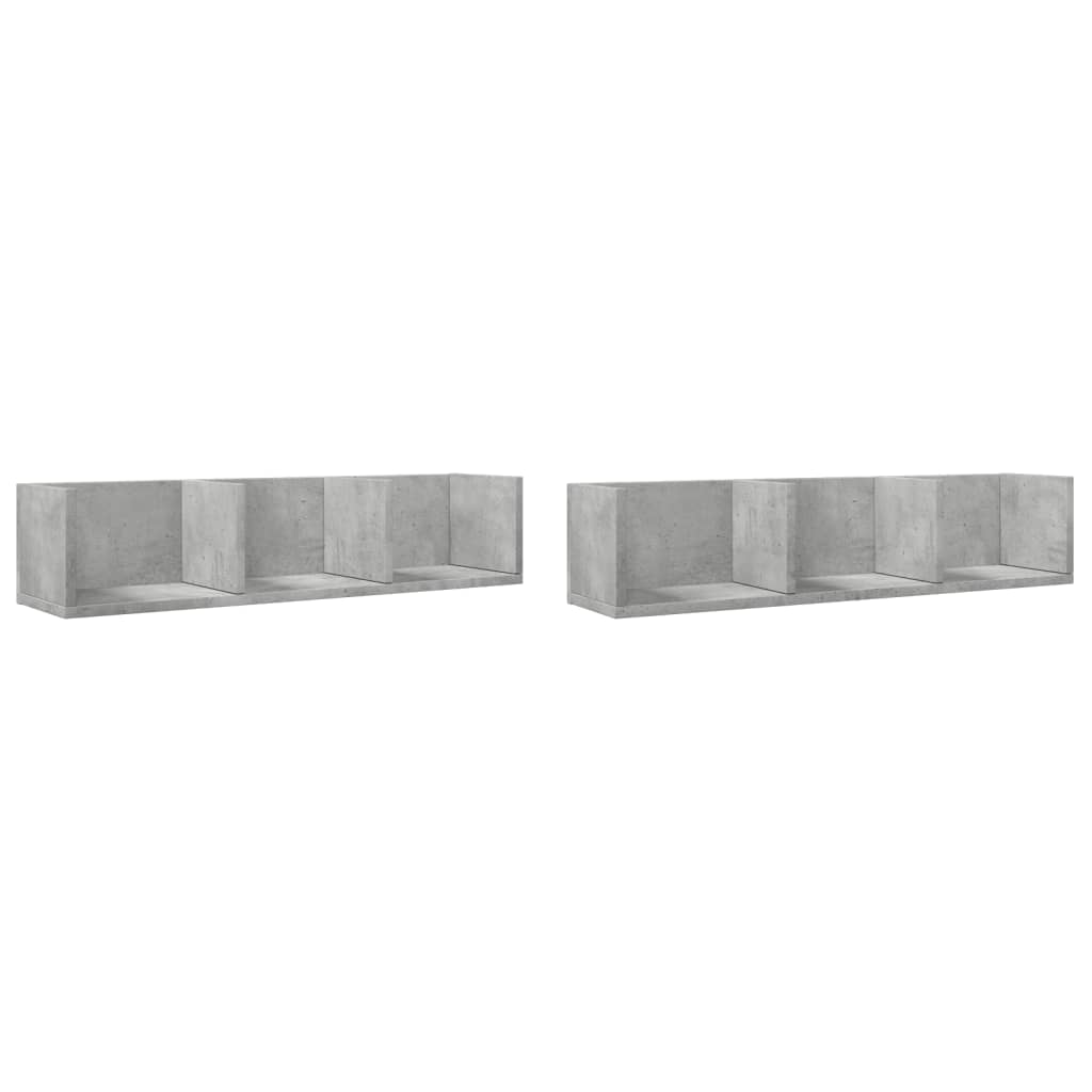 Zidni ormarići 2 kom boja siva betona 75x18x16,5 cm drveni