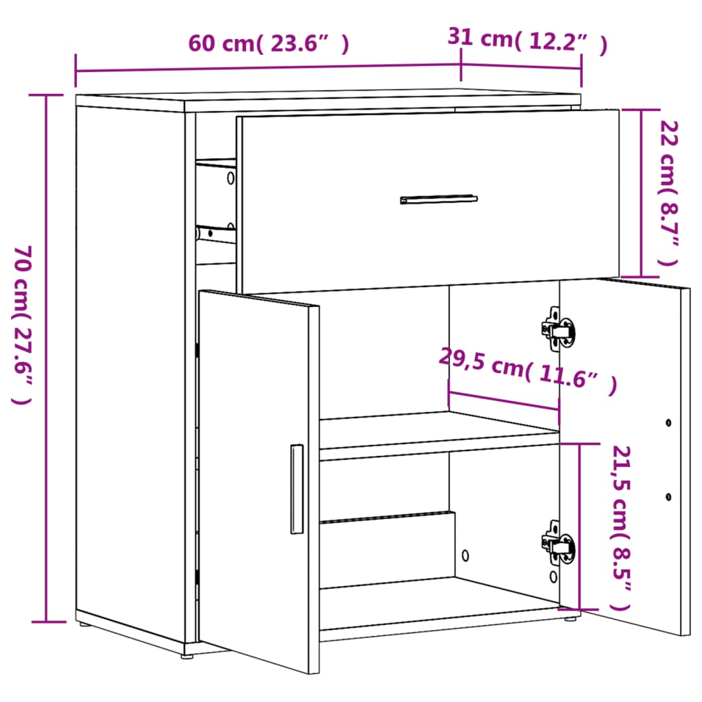 Komoda sonoma hrast 60 x 31 x 70 cm od konstruiranog drva