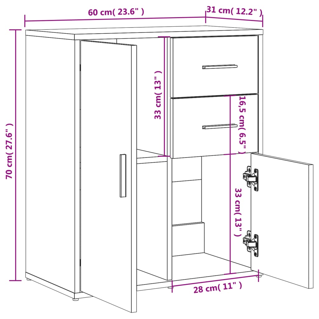 Komoda dimljeni hrast 60 x 31 x 70 cm od konstruiranog drva