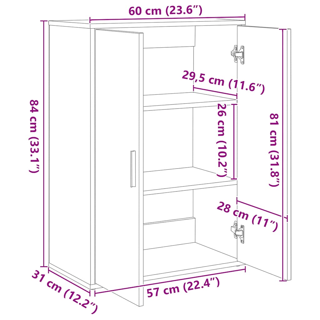 Komoda siva boja betona 60x31x84 cm od konstruiranog drva