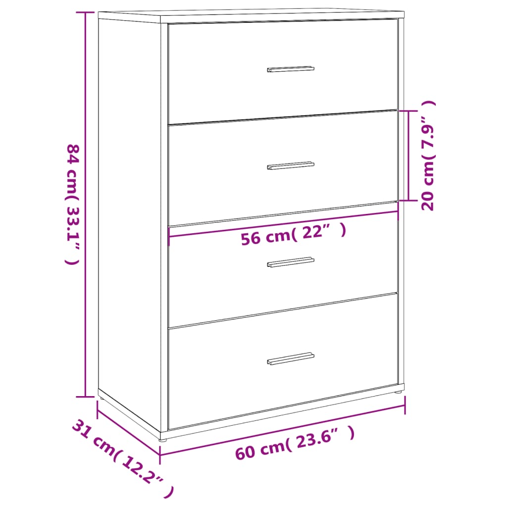 Komoda sonoma hrast 60x31x84 cm od konstruiranog drva