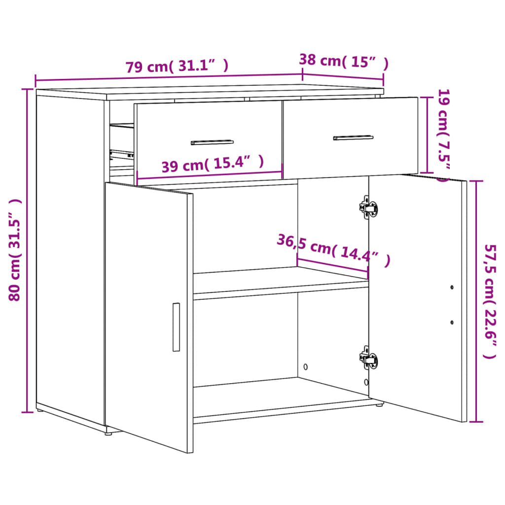 Komoda sonoma hrast 79x38x80 cm od konstruiranog drva