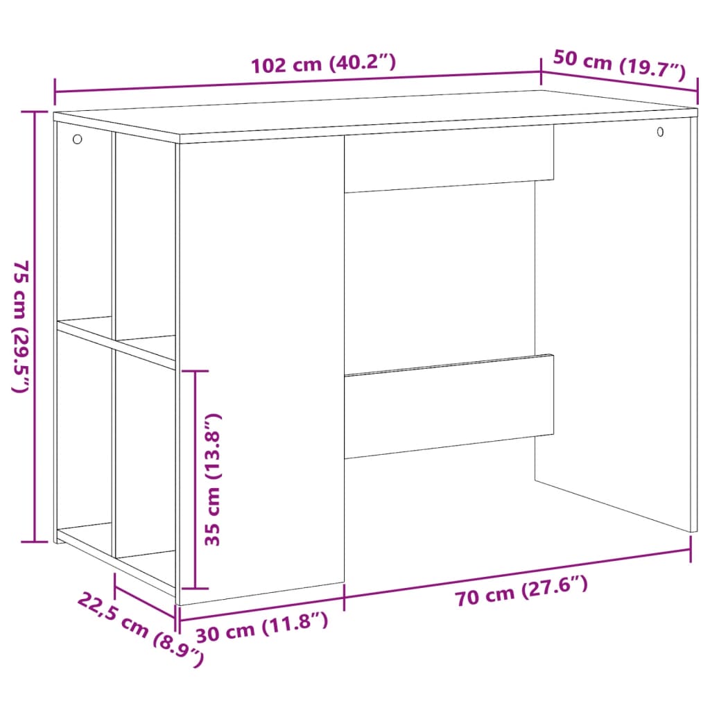Radni stol boja hrasta sonome 102x50x75 cm konstruirano drvo