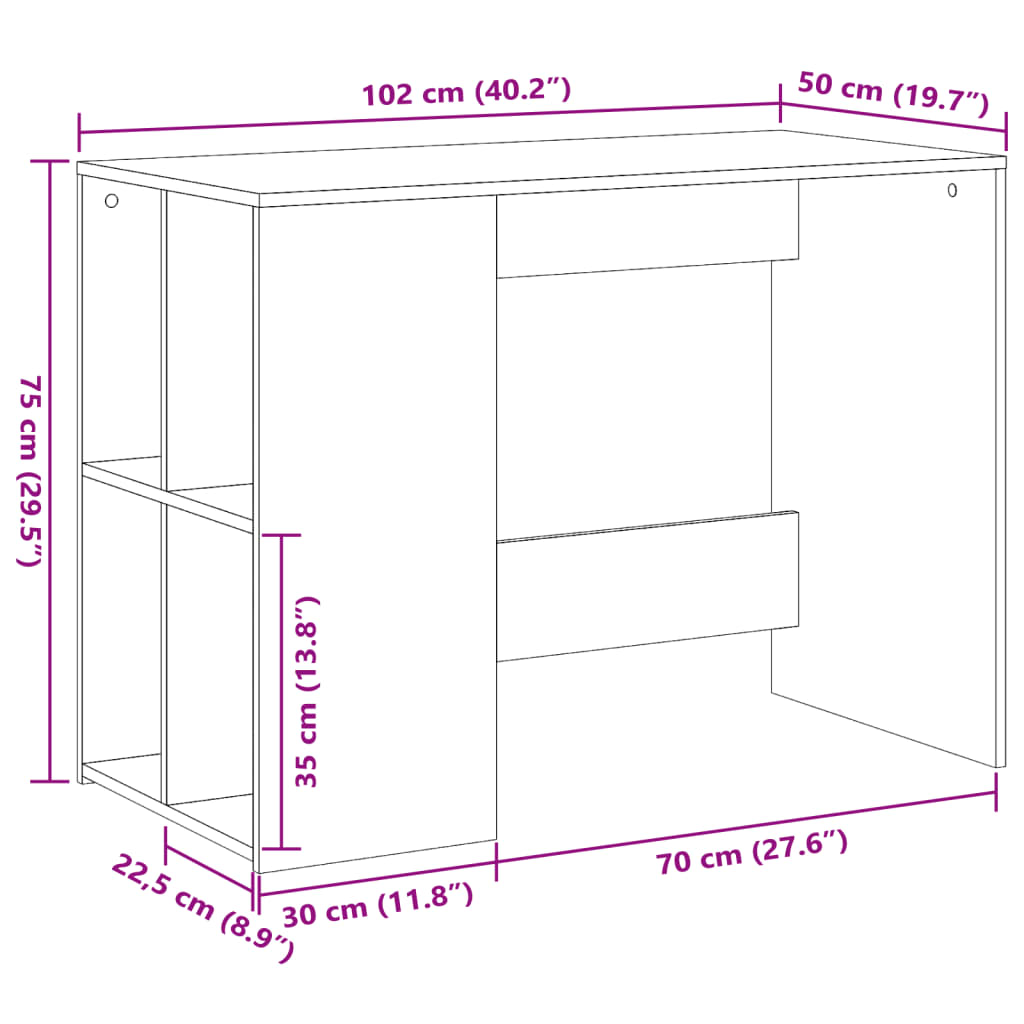 Radni stol boja hrasta sonome 102x50x75 cm konstruirano drvo