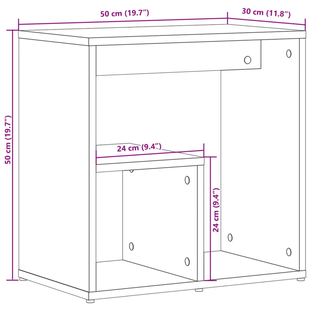 Bočni stolići 2 kom bijeli 50x30x50 cm od konstruiranog drva