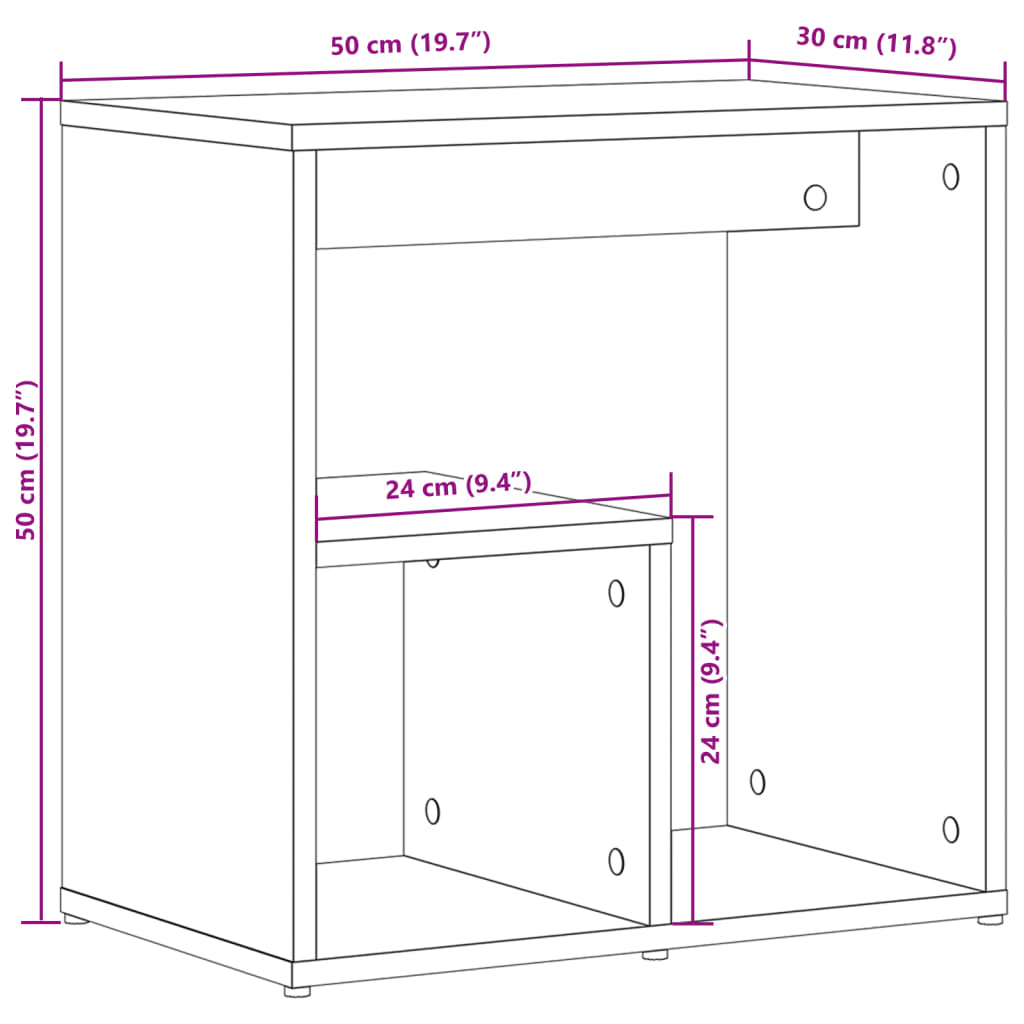 Bočni stolići 2 kom crni 50 x 30 x 50 cm od konstruiranog drva