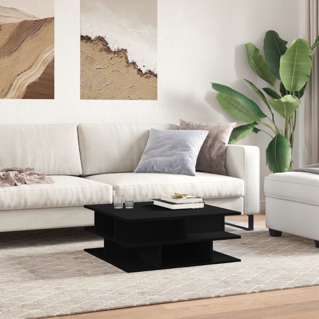 Stolić za kavu crni 70x70x29 cm od konstruiranog drva