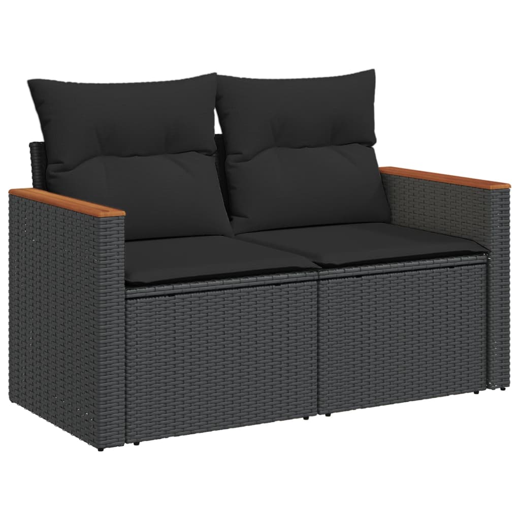 8-dijelni set vrtnih sofa od poliratana s jastucima crni