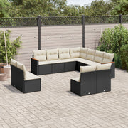 11-dijelni set vrtnih sofa od poliratana s jastucima crni Crna 62 x 62 x 69 cm