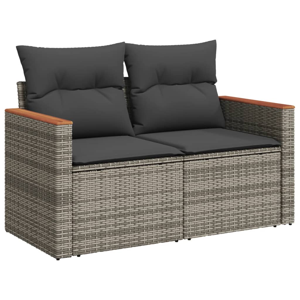 11-dijelni set vrtnih sofa od poliratana s jastucima sivi