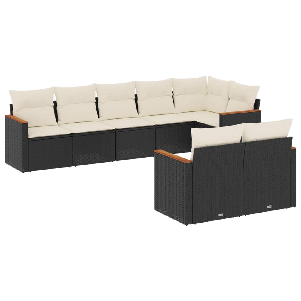 8-dijelni set vrtnih sofa od poliratana s jastucima crni