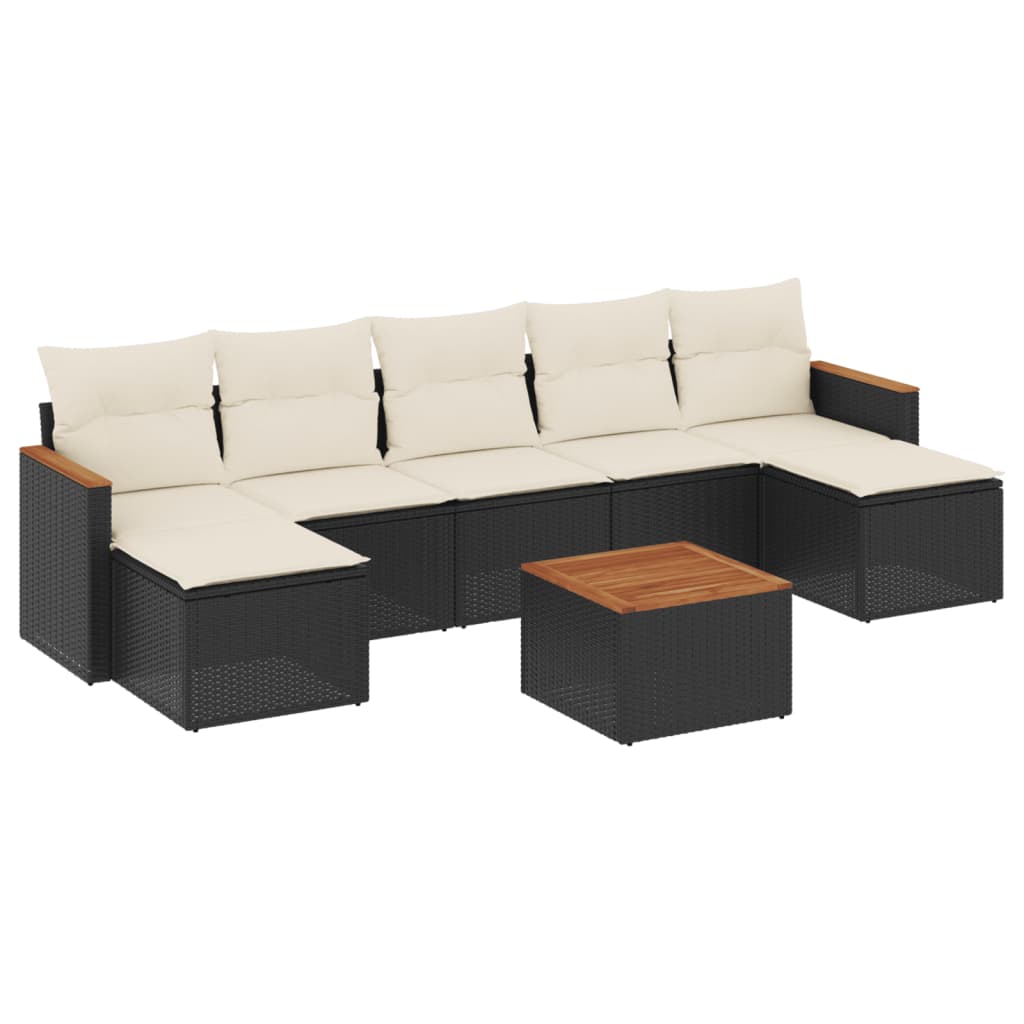 8-dijelni set vrtnih sofa od poliratana s jastucima crni