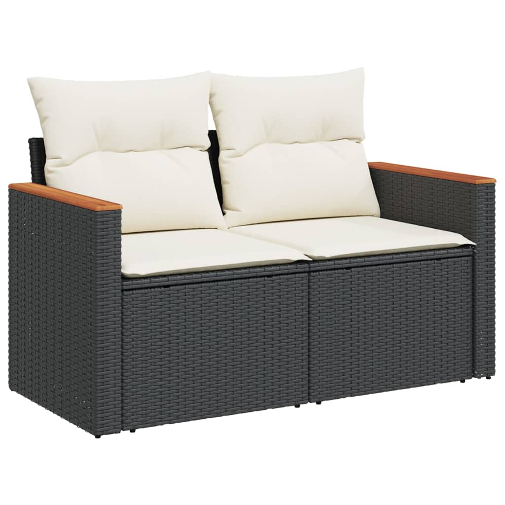 11-dijelni set vrtnih sofa od poliratana s jastucima crni