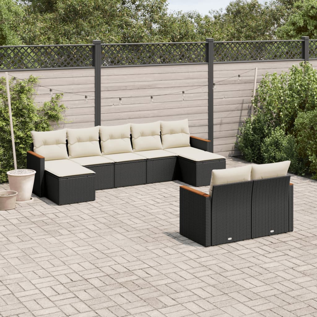 9-dijelni set vrtnih sofa s jastucima crni od poliratana