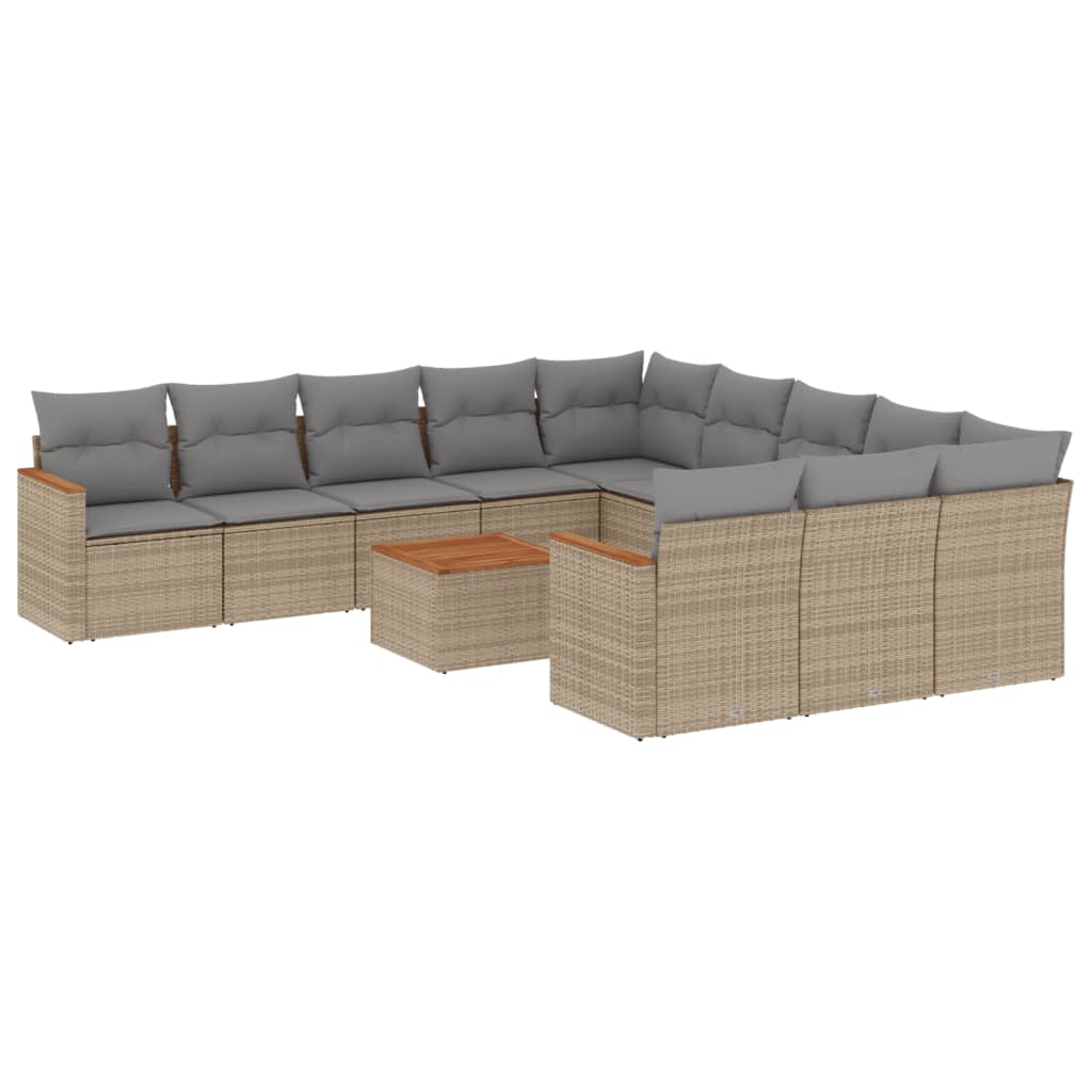 12-dijelni set vrtnih sofa s jastucima bež od poliratana