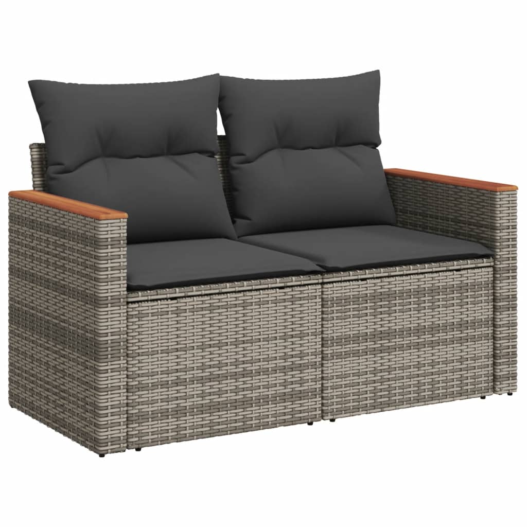 13-dijelni set vrtnih sofa od poliratana s jastucima sivi