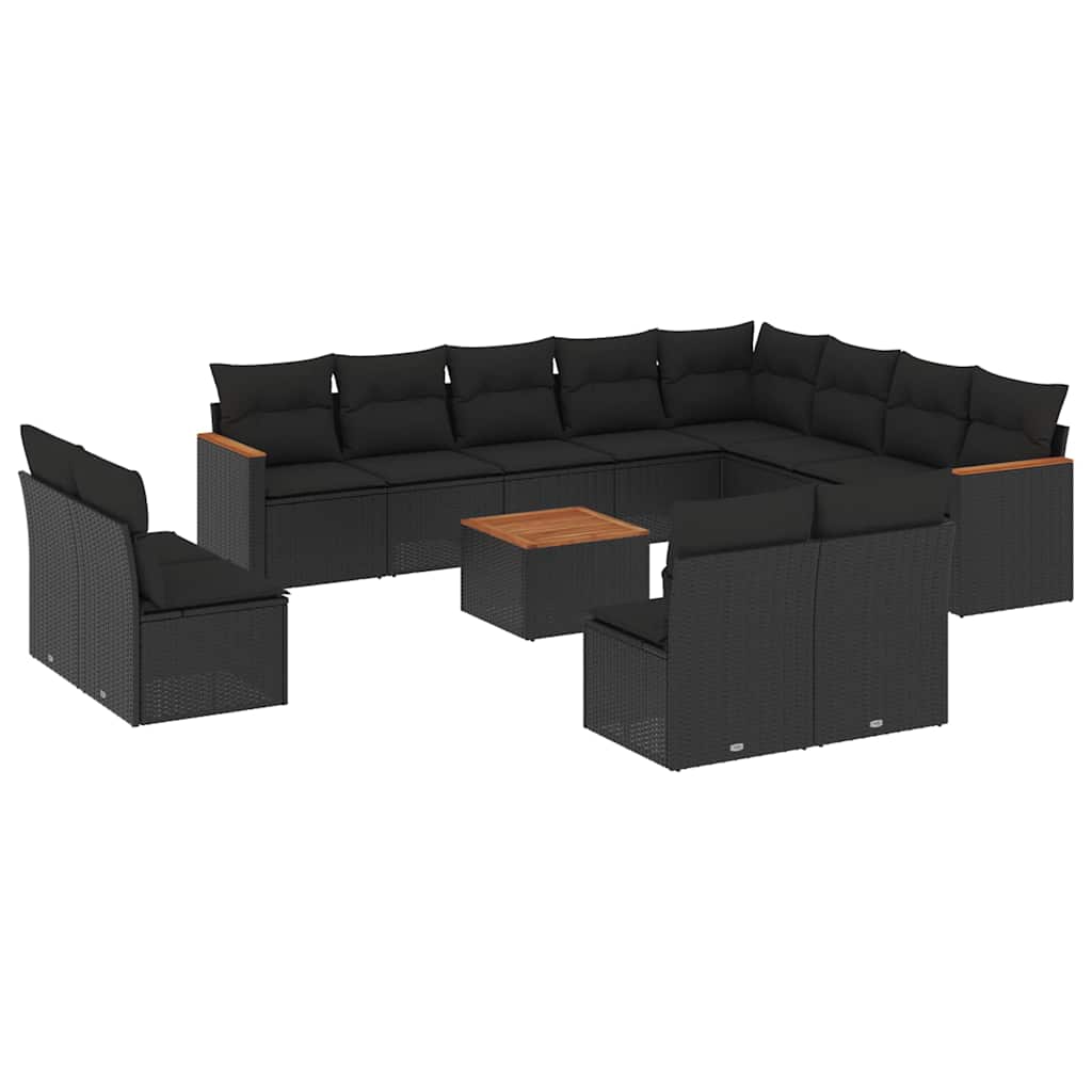 13-dijelni set vrtnih sofa s jastucima poliratan crni