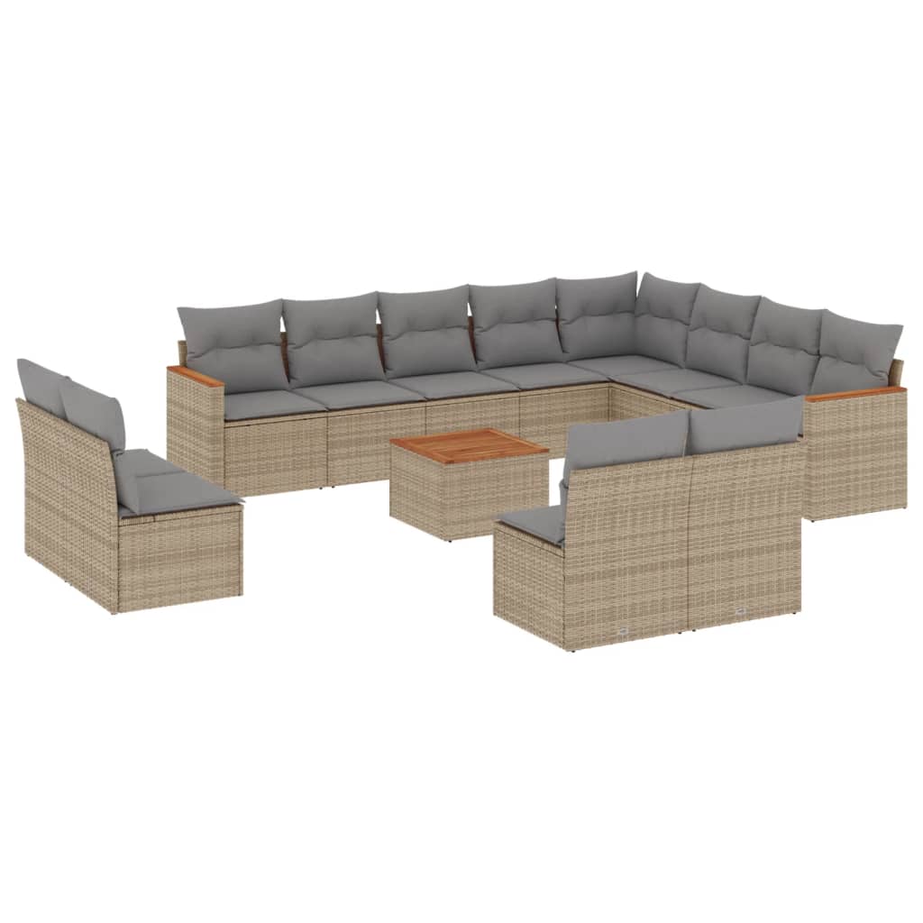 13-dijelni set vrtnih sofa s jastucima bež od poliratana