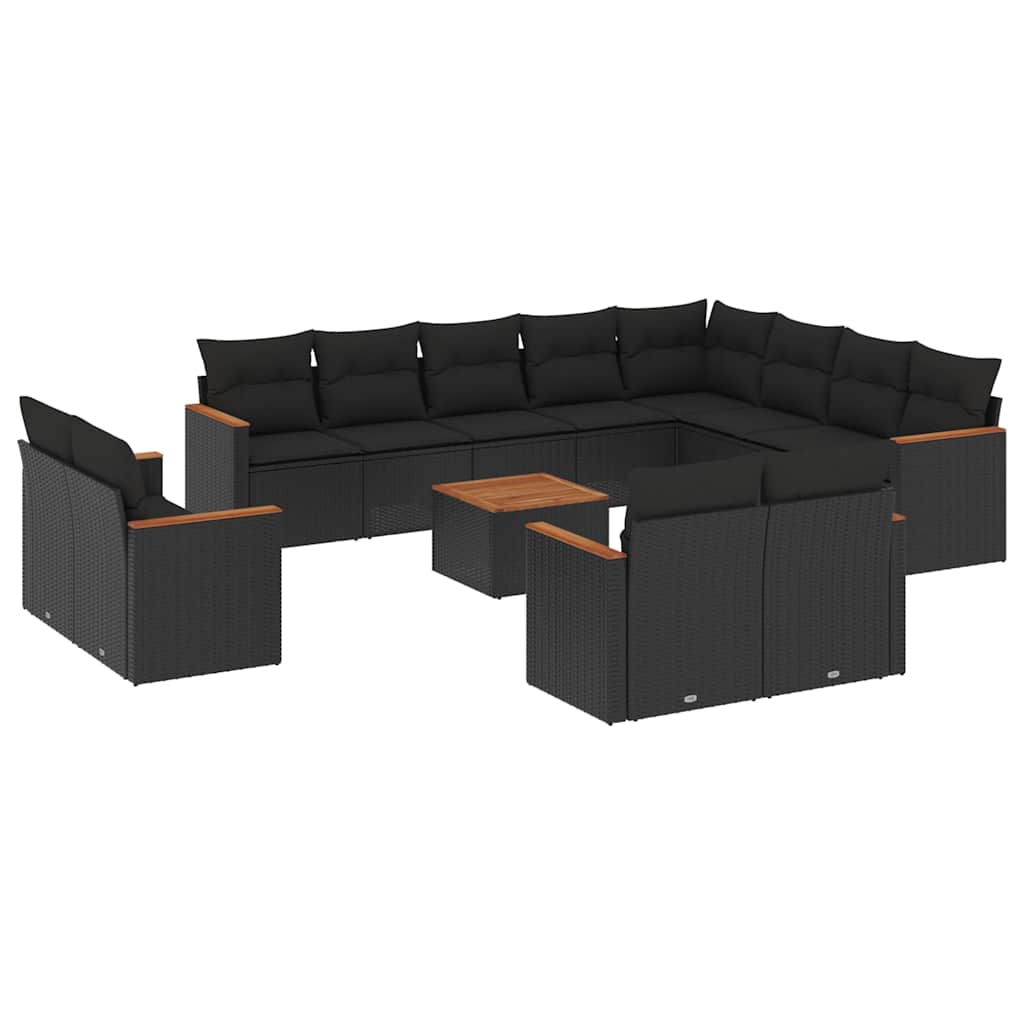 13-dijelni set vrtnih sofa s jastucima poliratan crni