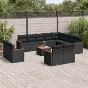 13-dijelni set vrtnih sofa s jastucima poliratan crni