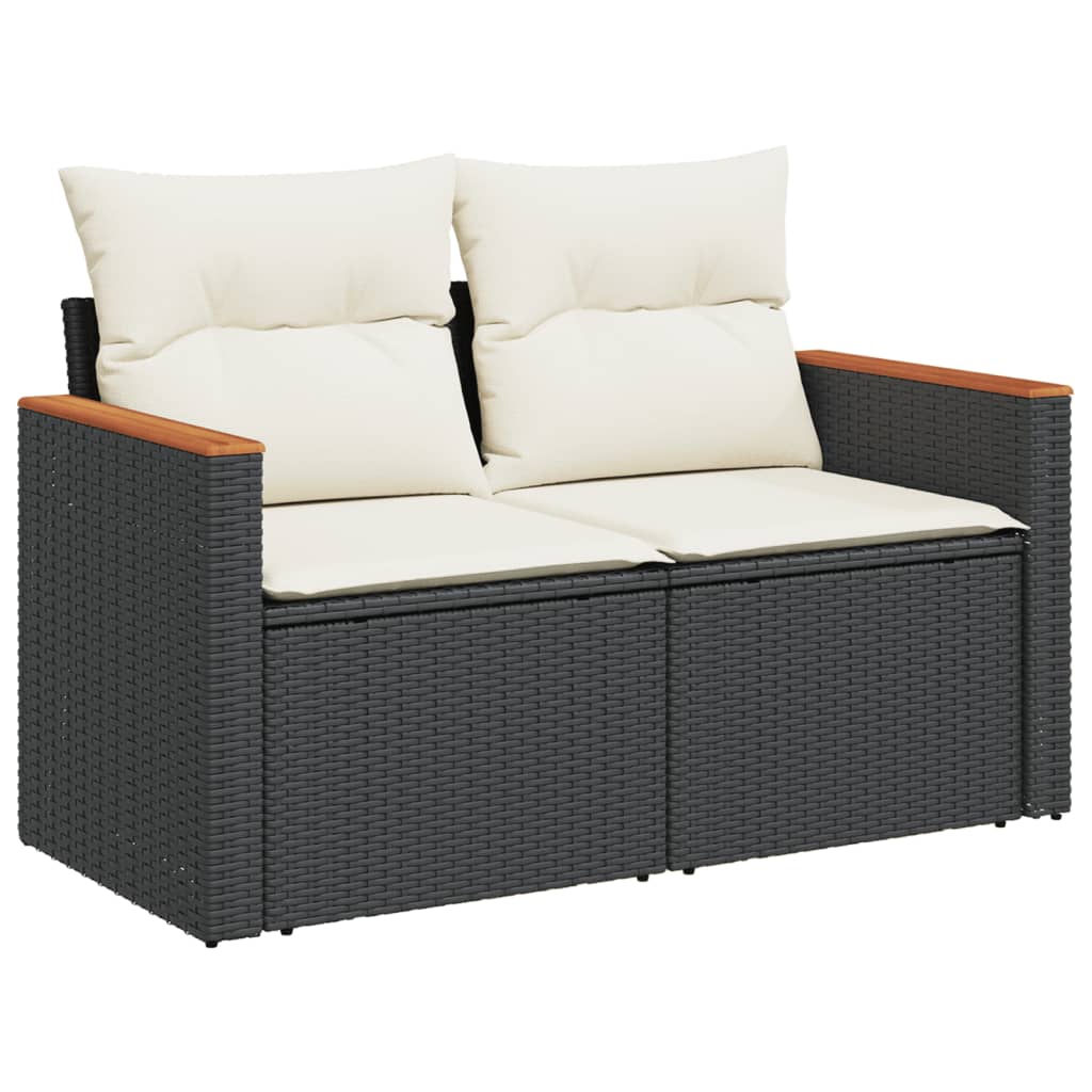 14-dijelni set vrtnih sofa s jastucima poliratan crni