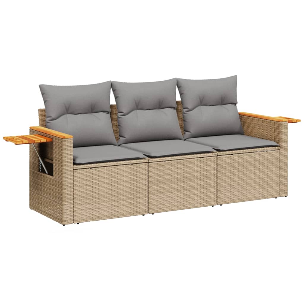 3-dijelni set vrtnih sofa od poliratana s jastucima bež