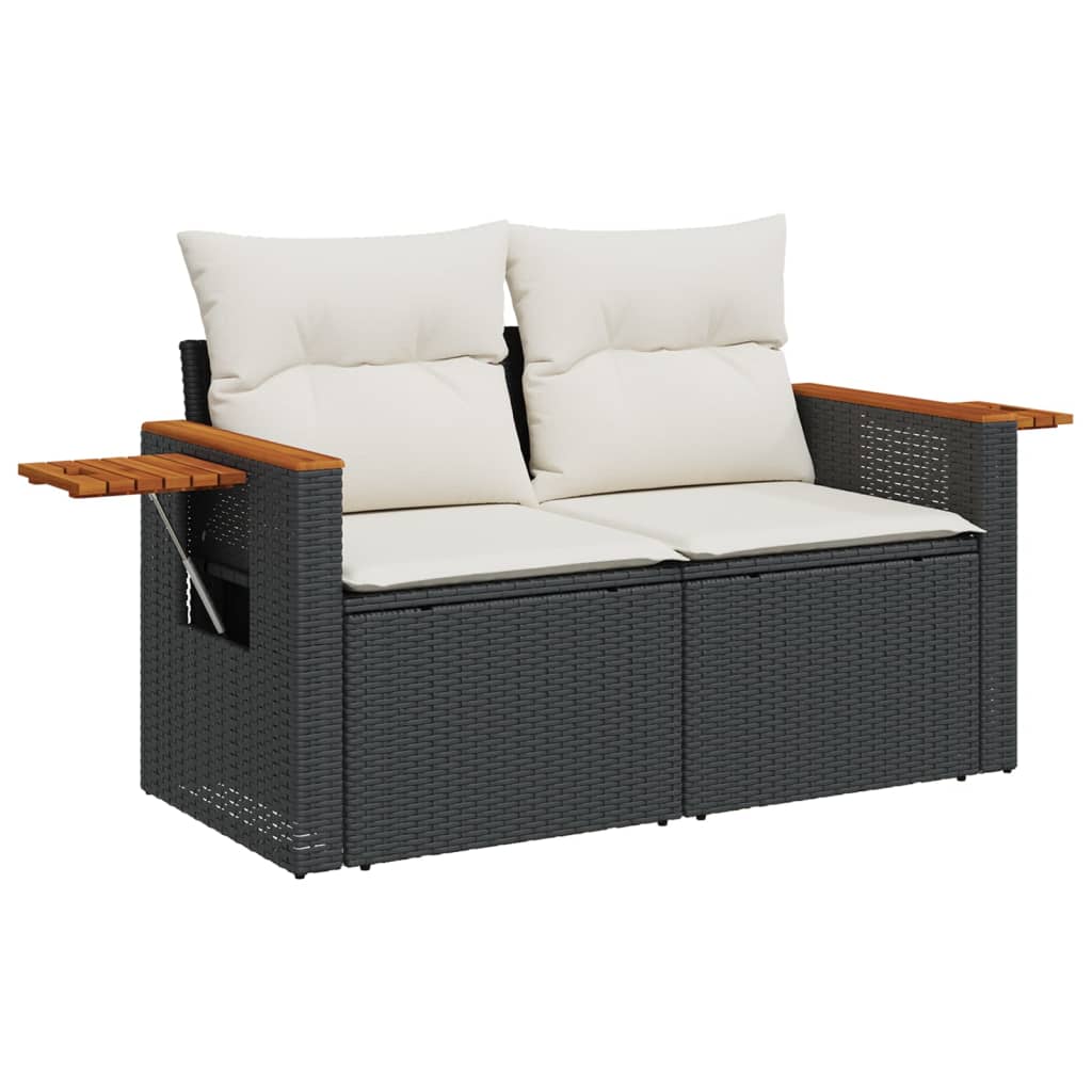 7-dijelni set vrtnih sofa od poliratana s jastucima crni