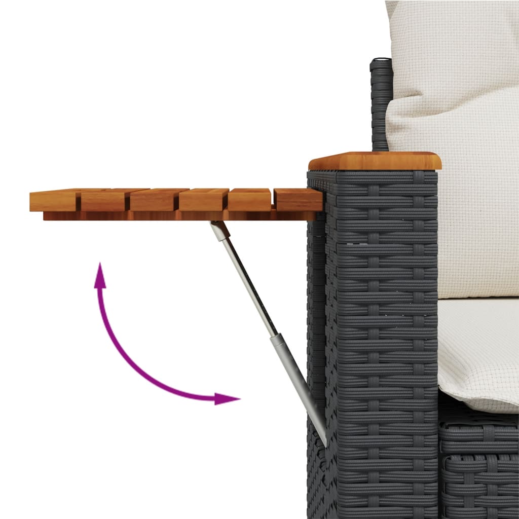 7-dijelni set vrtnih sofa od poliratana s jastucima crni