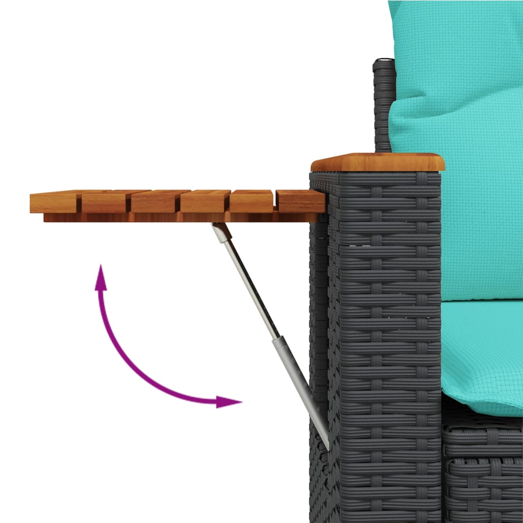 4-dijelni set vrtnih sofa od poliratana s jastucima crni