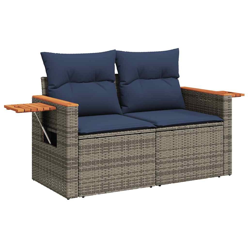 4-dijelni set vrtnih sofa od poliratana s jastucima sivi
