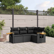 4-dijelni set vrtnih sofa od poliratana s jastucima crni