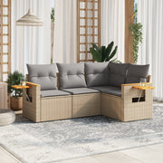 4-dijelni set vrtnih sofa s jastucima bež od poliratana