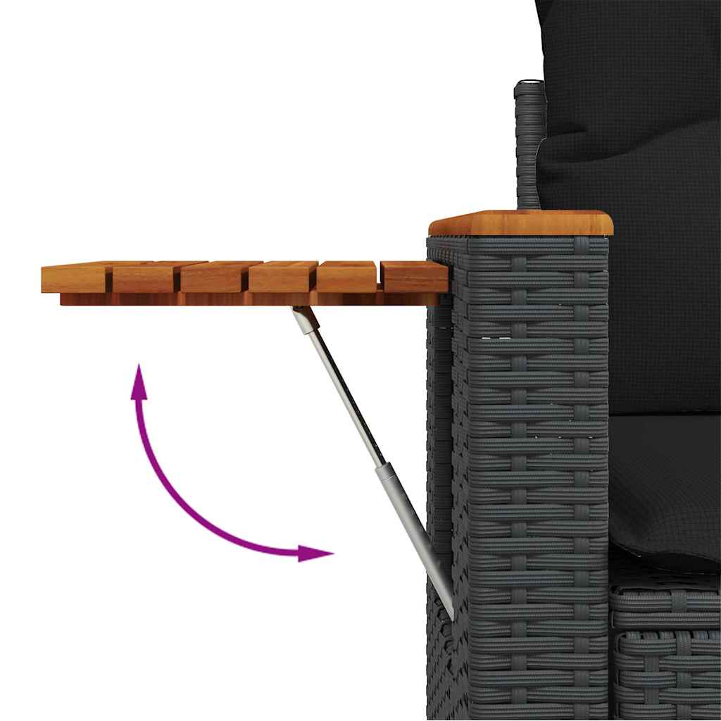 6-dijelni set vrtnih sofa s jastucima crni od poliratana