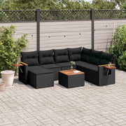 8-dijelni set vrtnih sofa od poliratana s jastucima crni