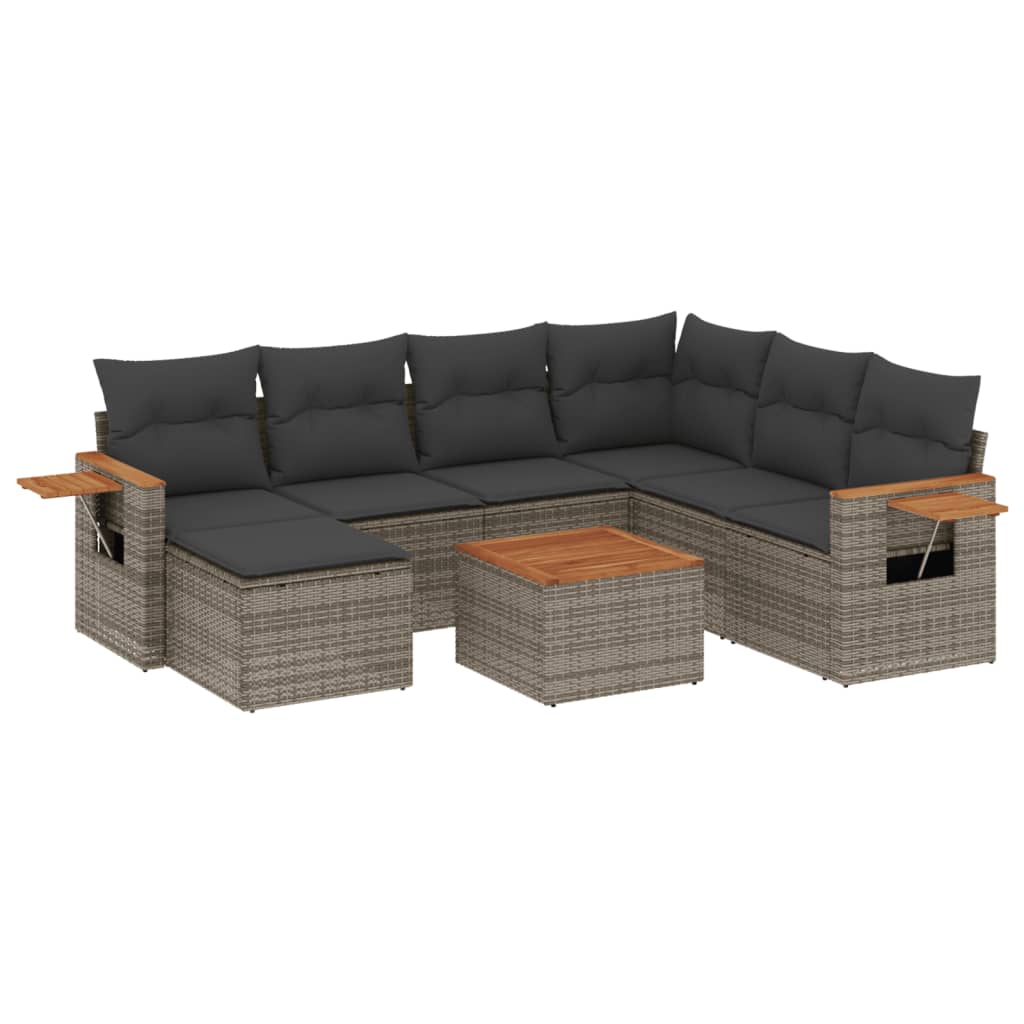 8-dijelni set vrtnih sofa od poliratana s jastucima sivi