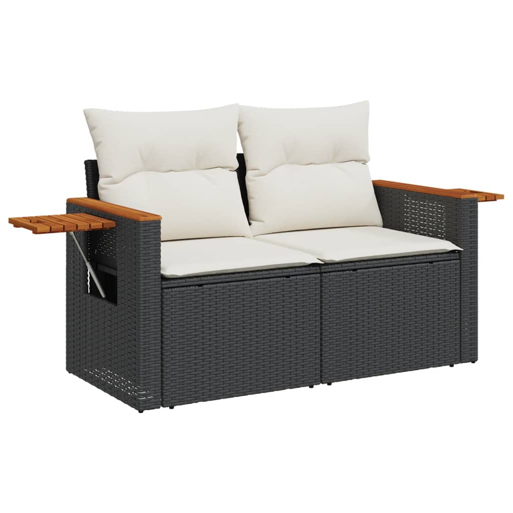 9-dijelni set vrtnih sofa s jastucima crni od poliratana