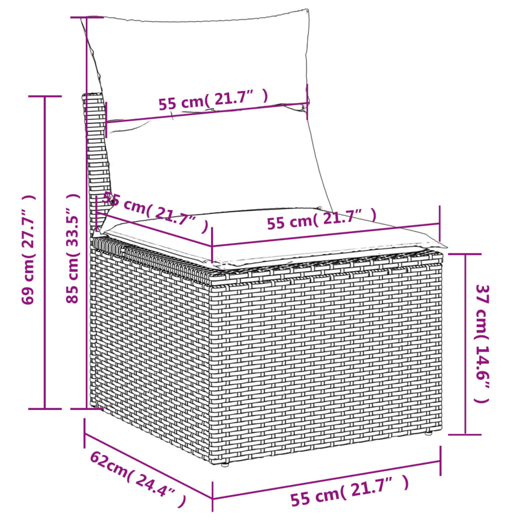 10-dijelni set vrtnih sofa s jastucima bež od poliratana