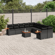 11-dijelni set vrtnih sofa od poliratana s jastucima crni Crna 85 x 62 x 69 cm
