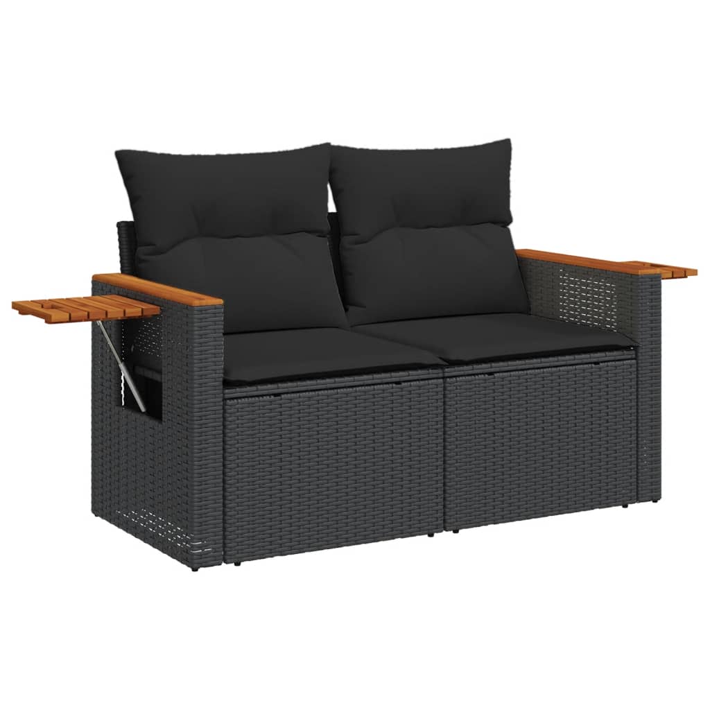 11-dijelni set vrtnih sofa od poliratana s jastucima crni Crna 85 x 62 x 69 cm