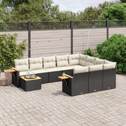 11-dijelni set vrtnih sofa od poliratana s jastucima crni Crna 85 x 62 x 69 cm